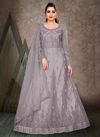 Gray Colour Viana vol 2 Designer Festive Wear Rosybrown Butterfly Net Heavy Anarkali Style Gown Collection Viana 09